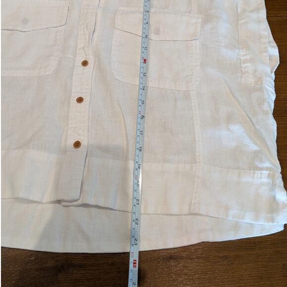 Madewell White Flap-Pocket Button-Up Shirt in 100% Linen, size L - Picture 6 of 7
